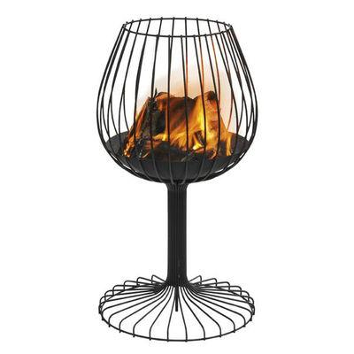 Siwawa, Brandy, un singolare braciere in filo di acciaio nero laccato, resistente al forte calore, interamente nero, alto 92 cm, con un diametro di 51 cm, da usare all'esterno. Euro 350